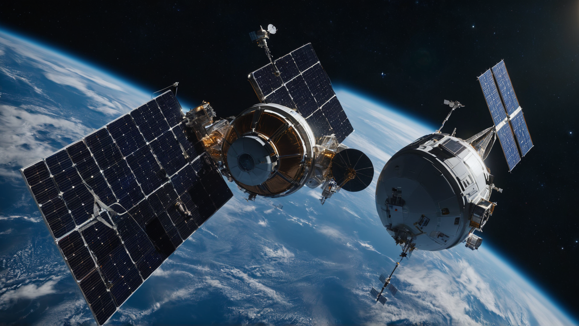 Satellit im Orbit über der Erde